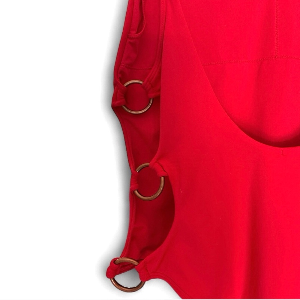 AERIE Red One Piece swimsuit side cut outs large - Picture 3 of 7